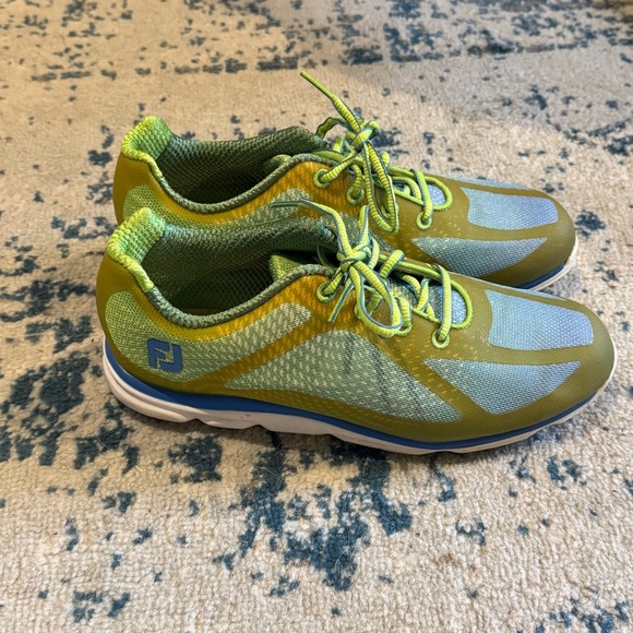 Footjoy Empower Spikeless Athletic Golf Shoe Womens Size 8 98001 Blue Yellow - Picture 2 of 8